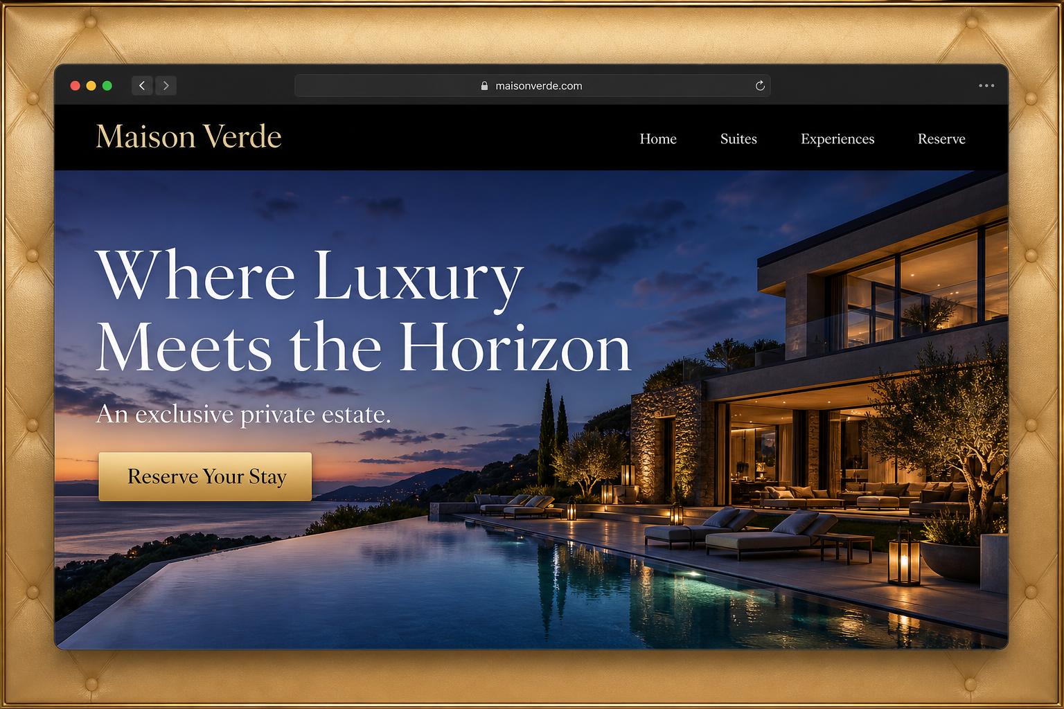 Luxury direct booking website screenshot
